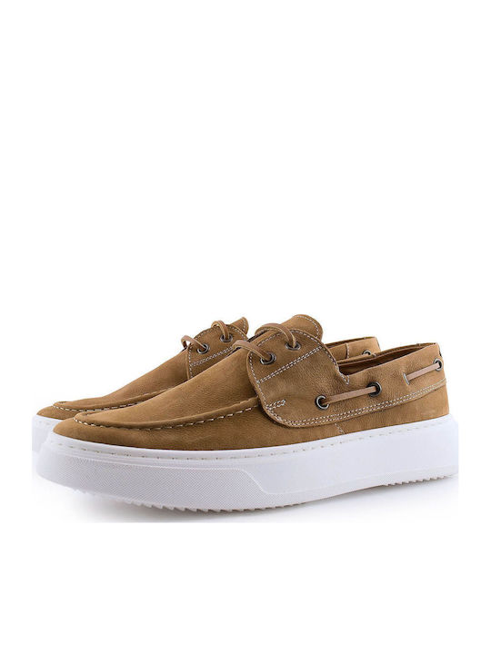 924 Men's Leather Boat Shoes Tabac Brown