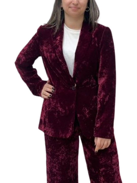 Pennyblack Γυναικείο Βελούδινο Σακάκι Burgundy