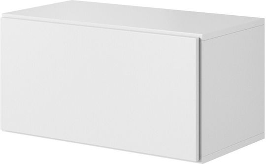 Roco RO3 Dulap Suspendat pentru Sufragerie din Lemn Alb cu Iluminare LED 39x75x37cm