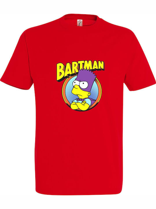 Bartman, Bart Simpson Ft Superman T-shirt Superman Red Cotton