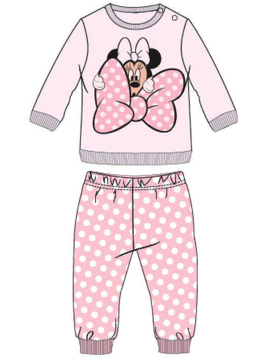 Disney Παιδική Πιτζάμα Χειμωνιάτικη Ροζ Minnie