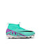 Nike Kids Molded Soccer Shoes with Sock without Laces Hyper Turquoise / Black / White / Fuchsia Dream