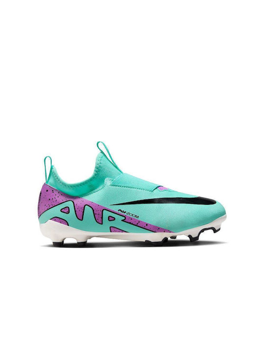 Kids Molded Soccer Shoes with Sock without Laces Hyper Turquoise / Black / White / Fuchsia Dream