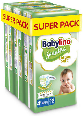 Babylino Tape Diapers Sensitive Cotton Soft Sensitive No. 4+ for 10-15 kgkg 138pcs