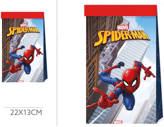 Χάρτινη Τσάντα για Δώρο με Θέμα "Spiderman" Πολύχρωμη 4τμχ