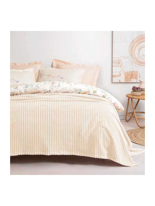Linea Home Κουβέρτα Fleece Διπλή 200x220εκ. Εκρού