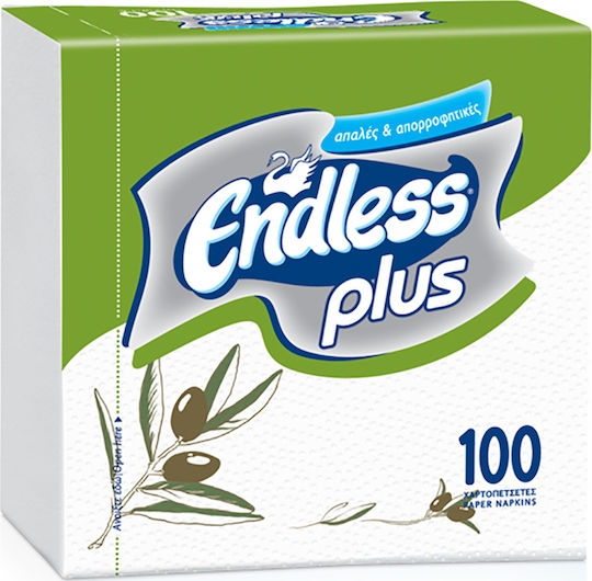 Endless Plus Olive 100 Napkins Single Ply White