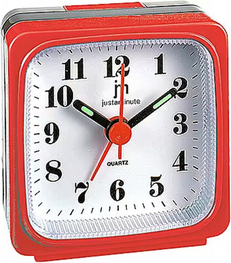 Justaminute Tischuhr mit Zeigern mit Wecker Rot U5303R