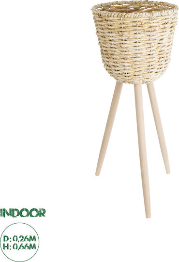 GloboStar Artificial Garden Limnos Саксия Дърво Бежов Със стойка 26x26x66εκ.