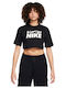Nike Damen Sportlich Crop T-shirt Schwarz