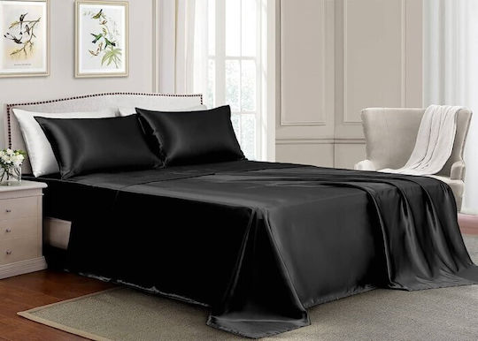 MayHome Σετ Κουβερλί Μονό Βαμβακοσατέν Μαύρο 160x240cm 2τμχ