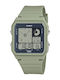Casio Digital Herrenuhr Batterie mit Grün Kautschukarmband