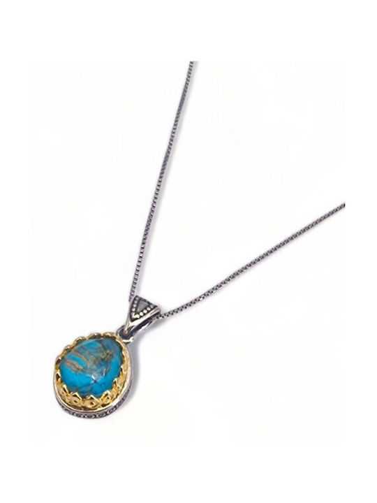 Necklace Byzantine Amulet from Silver Copper Turquoise