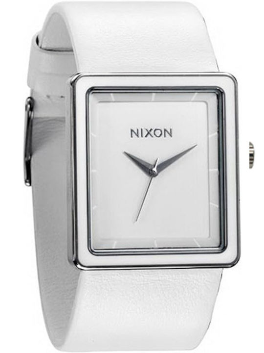 Nixon Γυναικείο Ρολόι Μπαταρίας με Λευκό Δερμάτινο Λουράκι