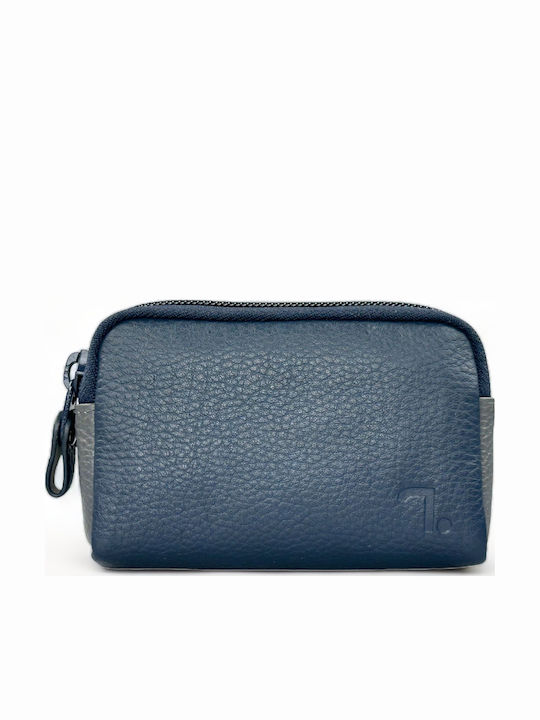 7.Dots Schlüsselhalter aus Leder Marineblau / Grau