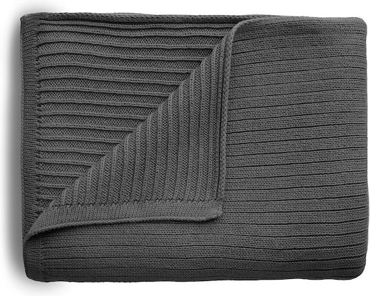 Mushie Одеяло Детски пелени за пелени Ribbed Плетено Сив Dark Grey Melange 100x80см.