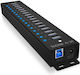 Icy Box USB Хъб 16 Порта USB 3.2 с Връзка USB-A