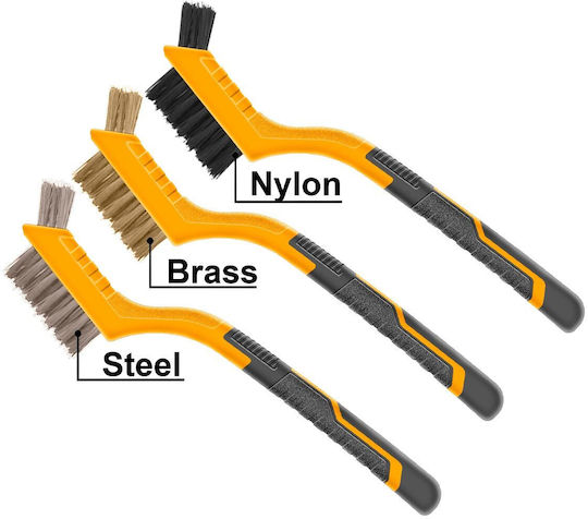 Ingco HKTWB10306 Set Hand Tools Mini Wire Brushes with Plastic Handle 3 Pieces