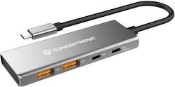 Conceptronic USB Hub 4 Θυρών (USB-C) HUBBIES15G