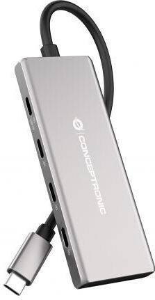Conceptronic USB-Hub 7 Anschlüsse USB 3.2 mit USB-C Anschluss Silber