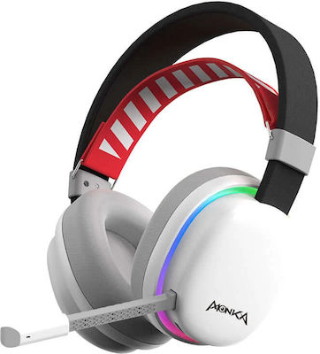 Marvo Monka Echo Ασύρματο Over Ear Gaming Headset με σύνδεση Bluetooth Λευκό