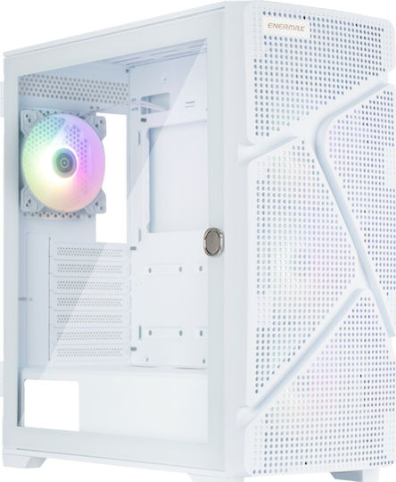 Enermax MarbleShell MS31 RGB Gaming Midi-Turm Computergehäuse mit Seitenfenster Weiß