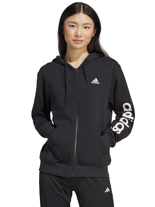 Adidas Linear Jachetă Hanorac pentru Femei Cu glugă Neagră
