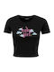 Γυναικείο Crop T-shirt Μαύρο