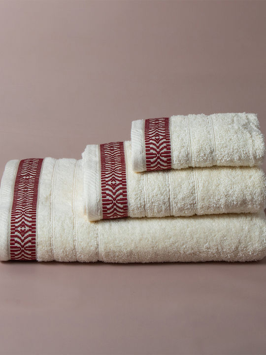 White Fabric Σετ Πετσέτες Μπάνιου 3τμχ Maribelle Red