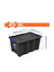 Wadfow Plastic Storage Box with Lid Black 70x45.5x36.5cm 1pcs