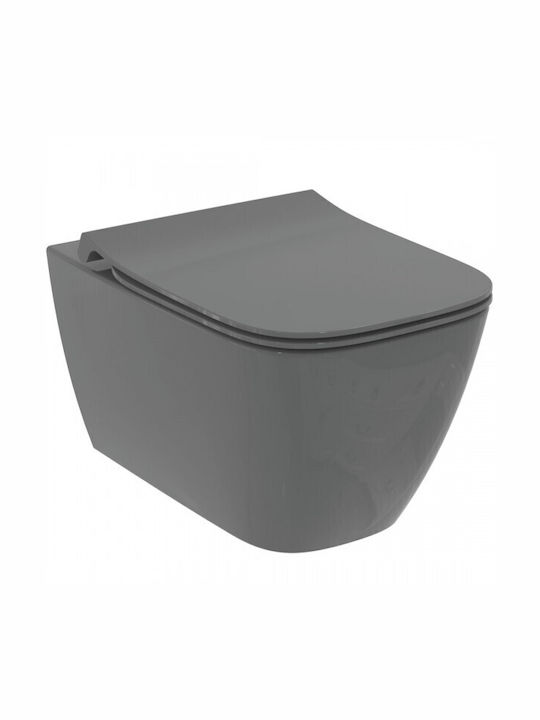 Ideal Standard I.life B Wandhängende Toilette Randlos mit Spülung mit Schlank Deckel Gray