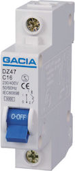 Gacia Αυτόματη Ασφάλεια 16A Μονοπολική AC 500-42302 Gacia Αυτόματη Ασφάλεια 16A Μονοπολική AC 500-42302