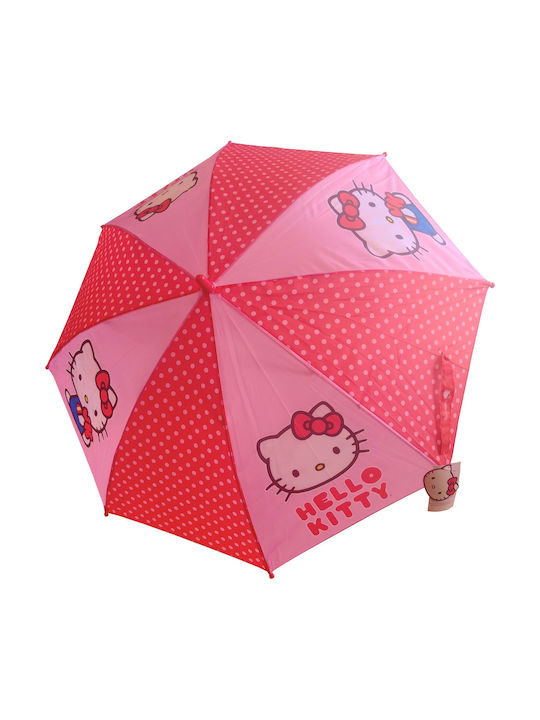 Chanos Детска чадър Извита дръжка Автоматична Hello Kitty Розов с диаметър 80см.