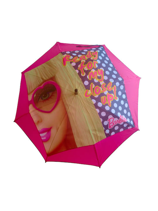 Παιδική Ομπρέλα Μπαστούνι Αυτόματη Barbie Ροζ με Διάμετρο 85εκ.