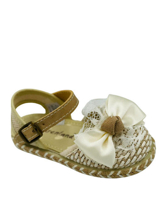 Kids Espradrilles with Adjustable Metal Clasp Beige