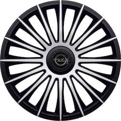 J-Tec Car Hubcap Set with Opel Emblem 13" 4pcs Silver /Black