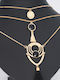 Markadoro Leo Zodiac Sign Necklace in Gold Plated Steel Black