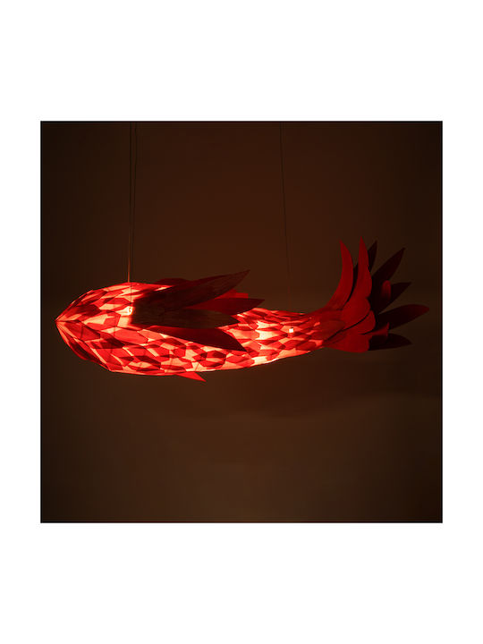 GloboStar Pendant Light Red Boho Grid with Socket E27 100x72x36cm