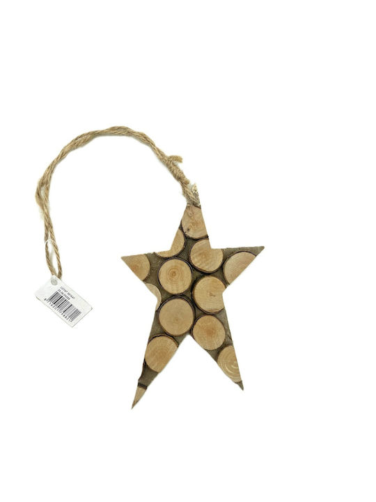 Christmas Wooden Star Ornament Beige