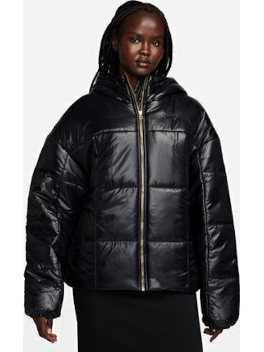 Nike Women's Short Puffer Jacket for Winter Black