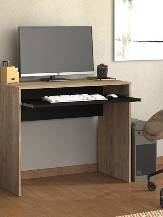 Γραφείο Paris Ξύλινο Grey Oak-Μαύρο 90x45x74εκ.