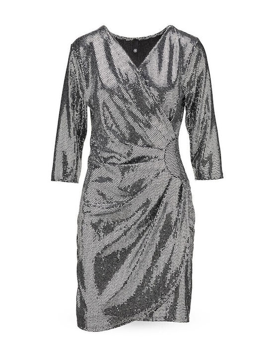 Rochie Mini De Seara Wrap-Around Argintie