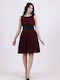 Summer Mini Dress for Wedding and Christening Burgundy