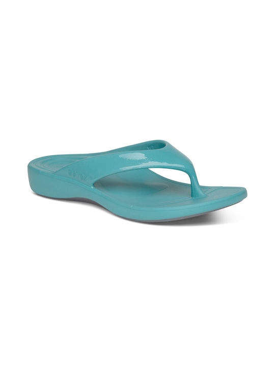 Aetrex Women's Flip Flops Glossy Aqua