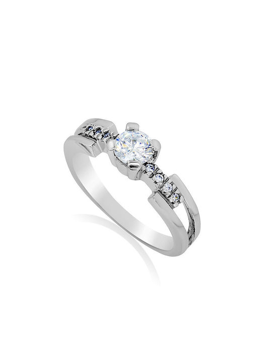 Antwnakakis Single Stone from White Gold 14K