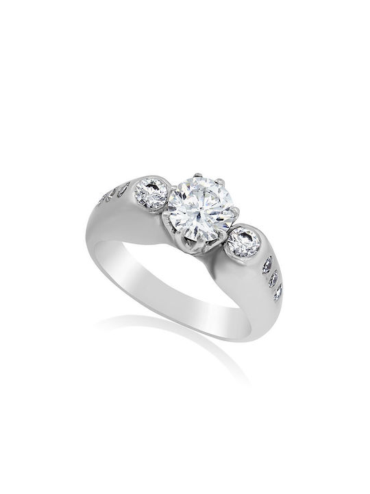 Antwnakakis Single Stone from White Gold 14K