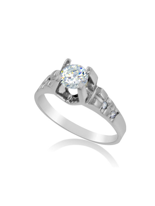 Antwnakakis Single Stone from White Gold 14K