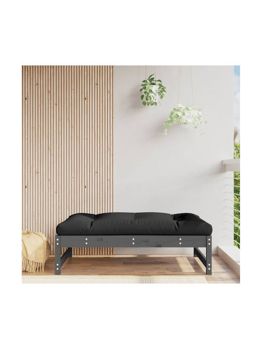 Дървен Градински Табурет Куб Сив 120x80x30см