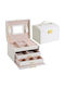 ForHome Casetă Pentru Bijuterii Din Material Alb 18x14x13cm