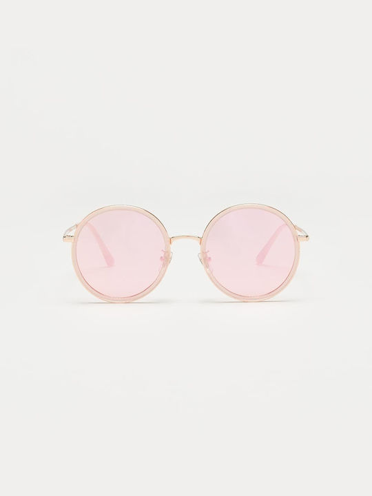 Cosselie Ghent Women's Sunglasses with Rose Gold Metallic Frame and Pink Lens